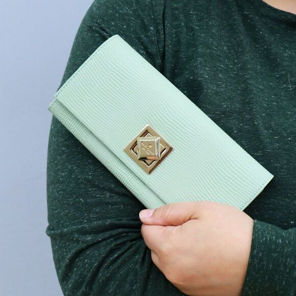 NWT Kate Spade Lizard Embossed Cyndy Wallet Dusty Mint - Picture 3 of 12